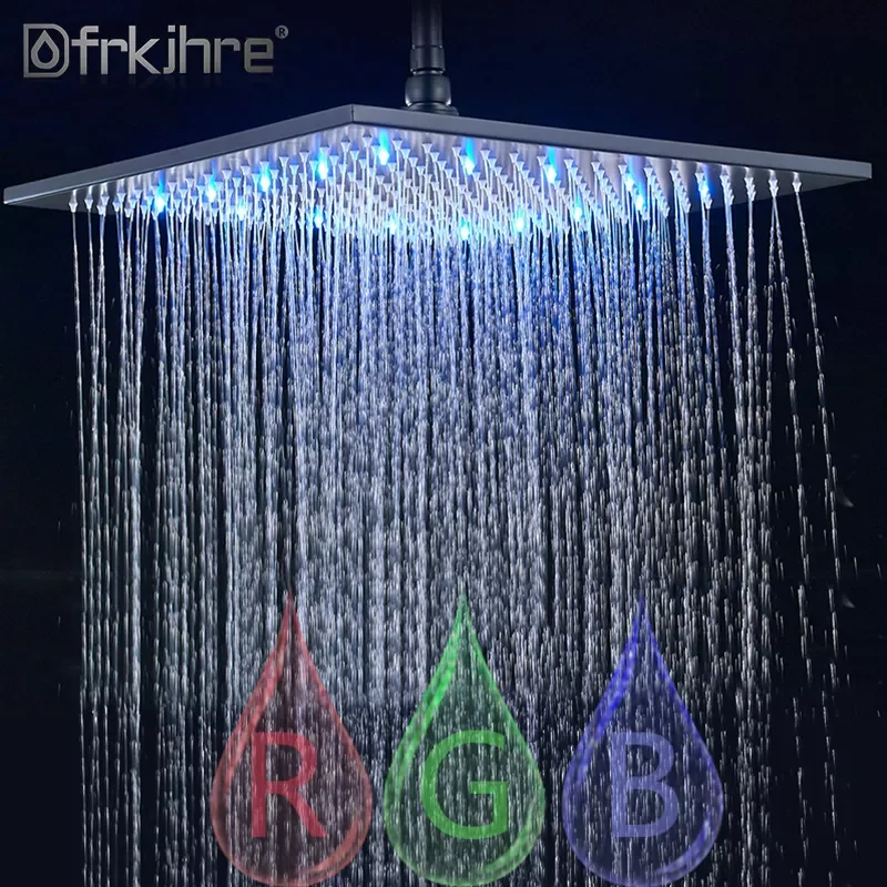 

Насадка для тропического душа со светодиодсветильник, большая черная хромированная насадка для тропического душа, квадратная латунная нас...