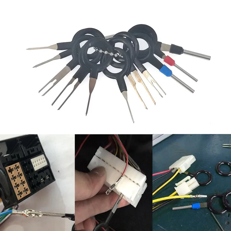 

11PCS Automotive Plug Terminal Removal Tool Car Electrical Wire Crimp Connector Pin Extractor Kit Key Pin Removal Tool