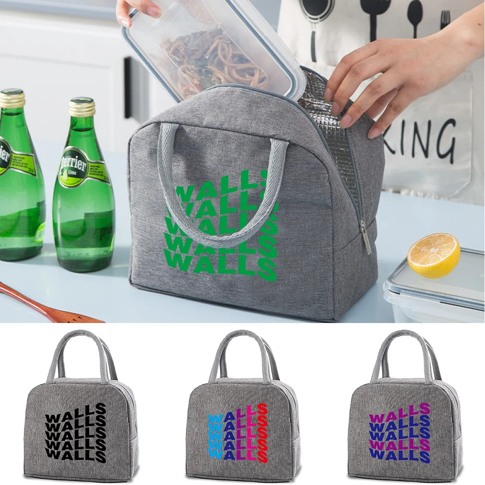 

Child Thermal Lunch Bag Walls Letter Print Canvas Dinner Handbags Women Portable Picnic Fridge Cooler Bags Food Insulated Pack