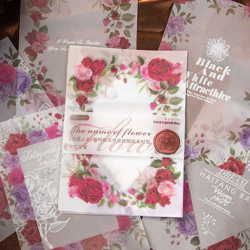 

15pcs/lot Memo Pads Material Paper In the name of flowers DIY Scrapbooking Cards Junk Journal Retro Background Decoration Paper