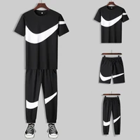 mens sports suit three piece summer new outdoor gym running clothing moisture wicking breathable lightweight