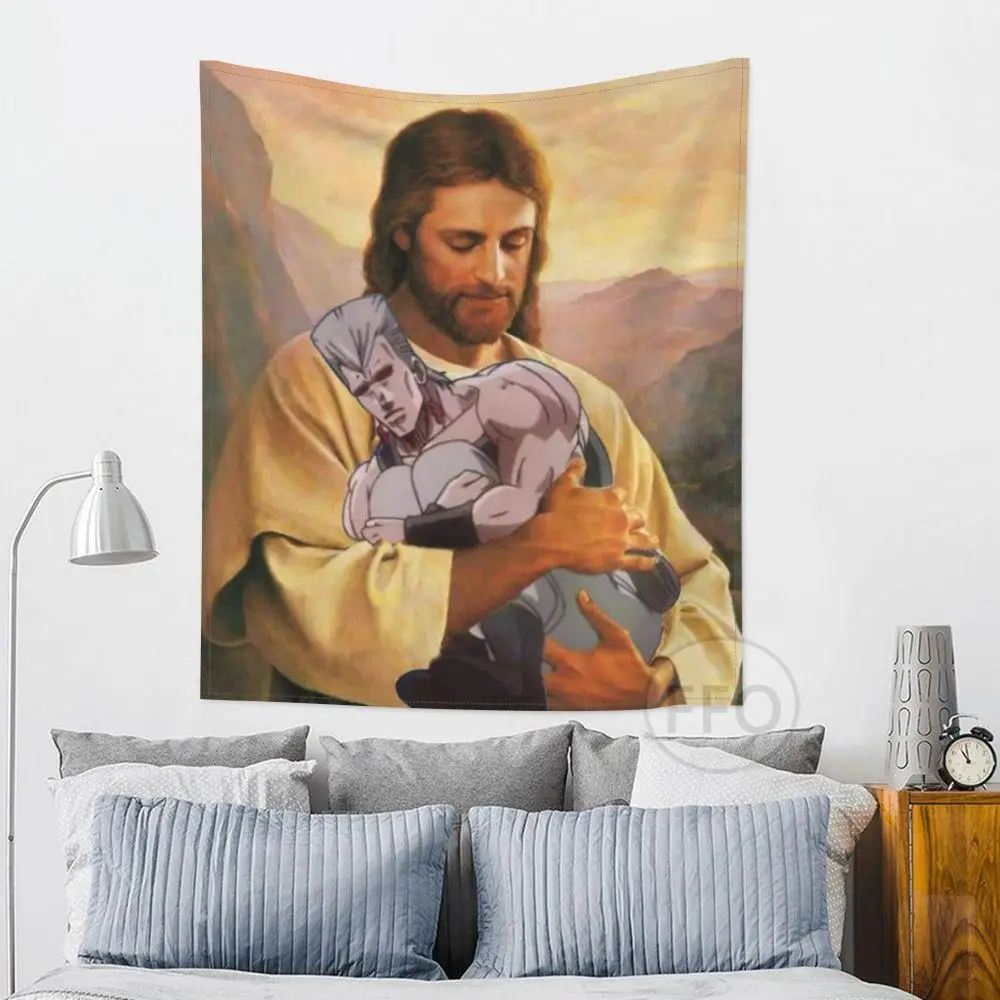 Гобелен в стиле аниме Невероятные приключения Джоджо гобелен с рисунком Иисуса и