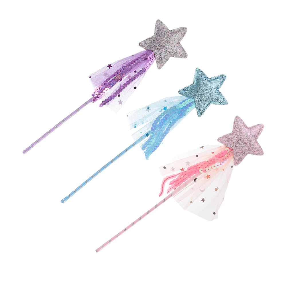 

3 Pcs Fairy Wand Baby Girl Supplies Cosplay Party Prop Princess Outfits Girls Cat Teasing Toy Tassel Photo Child