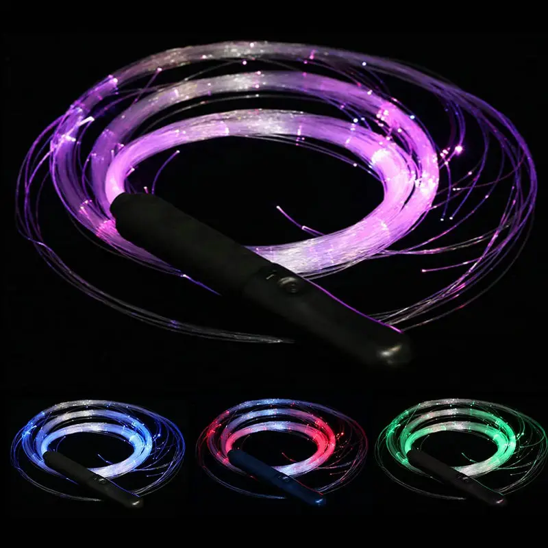 

Disco Dance Whip Party Led Fiber Optic Dancing Whips Rechargeable Glowing whip 7 Colors 4 Glow modes Sparkle flow toy 360° Swive