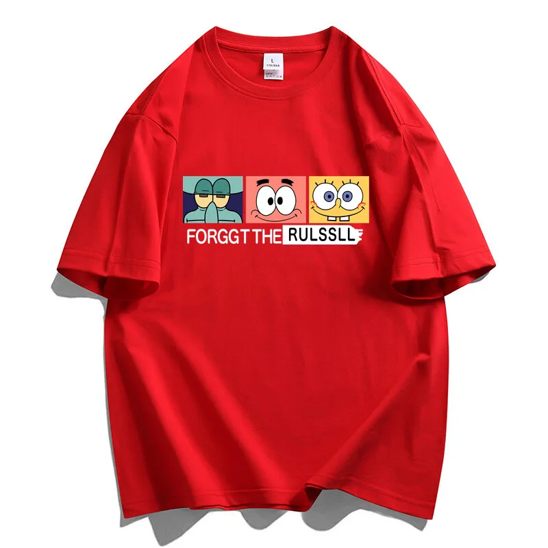 

SpongeBob SquarePants Short-sleeved T-shirt Summer Loose Thin Section Round Neck Pure Cotton Top Niche All-match Couple Outfit