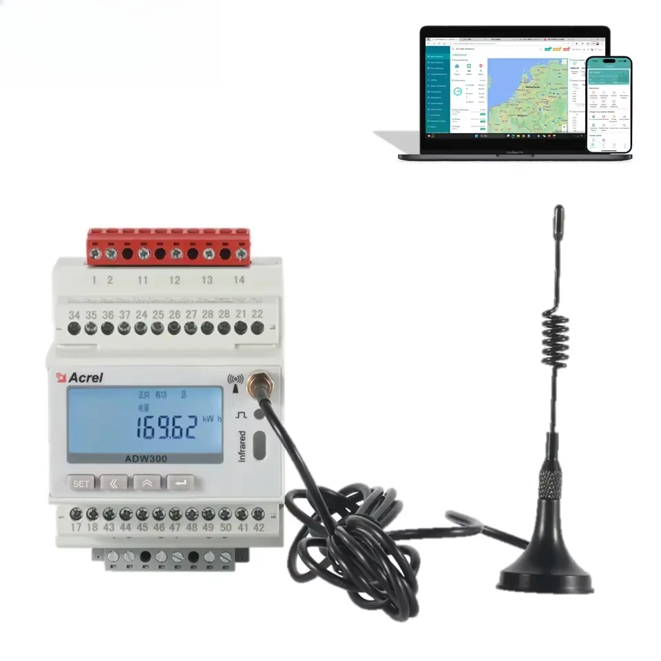 Фото Трехфазный счетчик электроэнергии Acrel ADW300 на DIN-рейку с поддержкой 4G и Wi-Fi №5