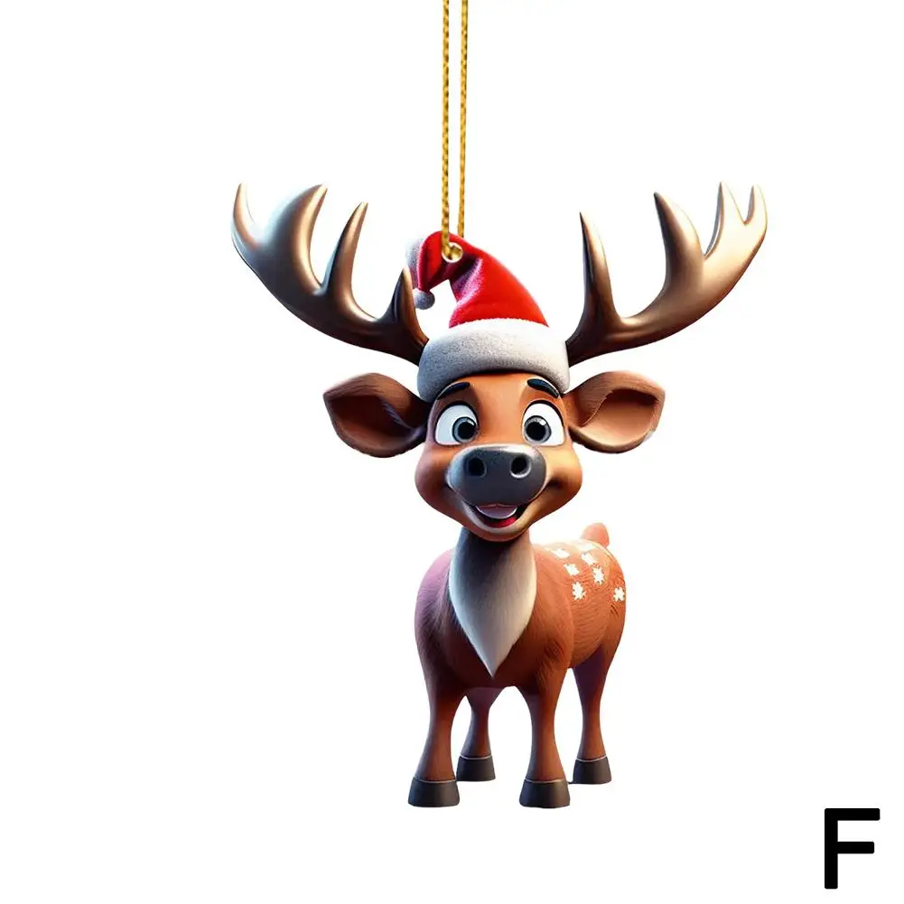 2D акриловый мультяшный олень подвеска на рождественскую елку рождественские