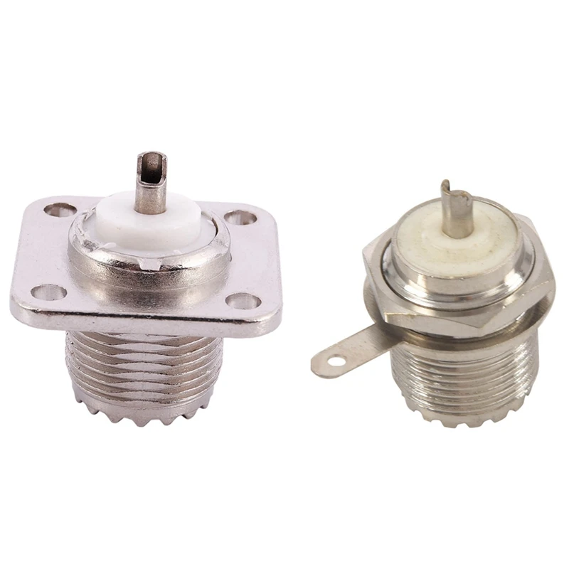 

1 Pcs UHF Female SO239 Mount Solder Cup RF Connector & 1 Pcs UHF Female SO239 Panel Mount RF Straight Connector