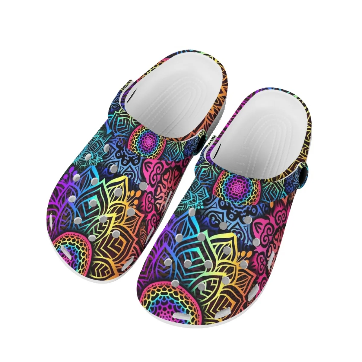 

Gradient Color Mandala Partten Creative Design Flats Hole Slippers For Women Men Fashion Breathable Casual Garden Clogs Sandals