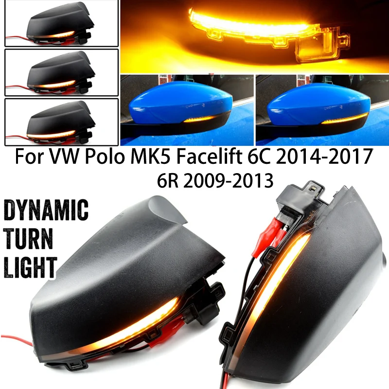 

LED Dynamic Turn Signal Light For VW Polo MK5 Facelift 6C 2014-2017 6R 2009-2013 Side Mirror Blinker Sequential Indicator