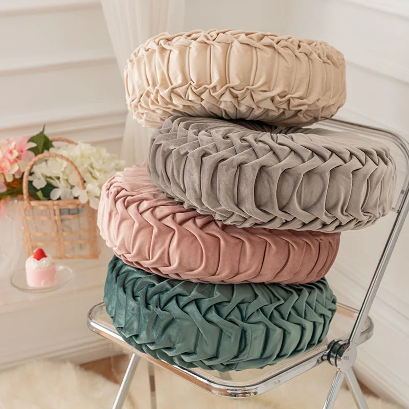 

Круглая однотонная декоративная подушка для садового кресла, бархатная ткань, подушка для спинки для рождественской фотостудии