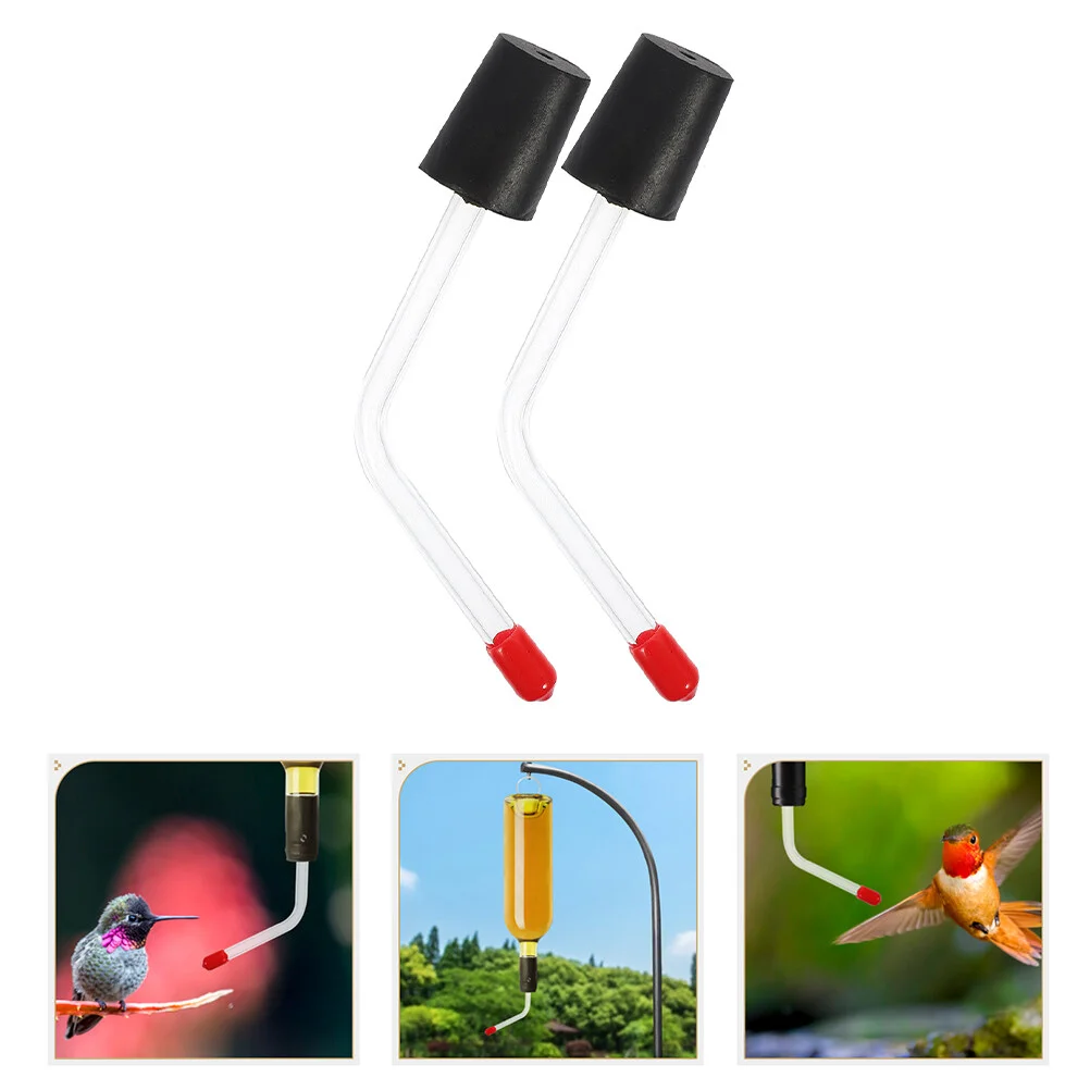 

2 Pcs Bird Supplies Wear-resistant Water Tubes Feeder Outdoor Hummingbird Replacement Parts Plastic Fixable Feeding Feeders