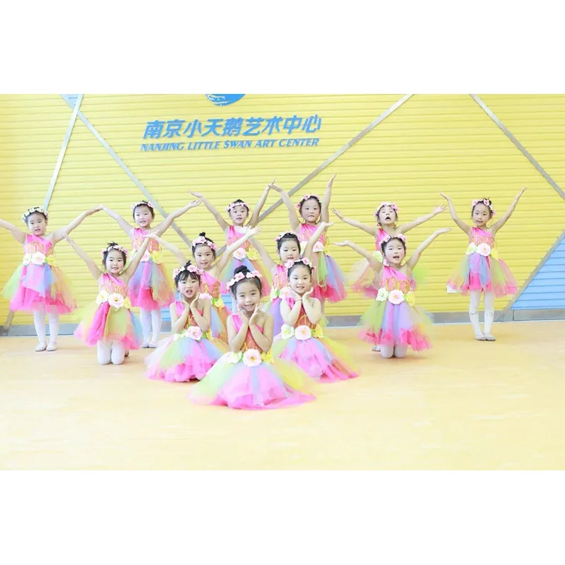 Красочные цветы стандартное платье для танцев сальсы девочек современный