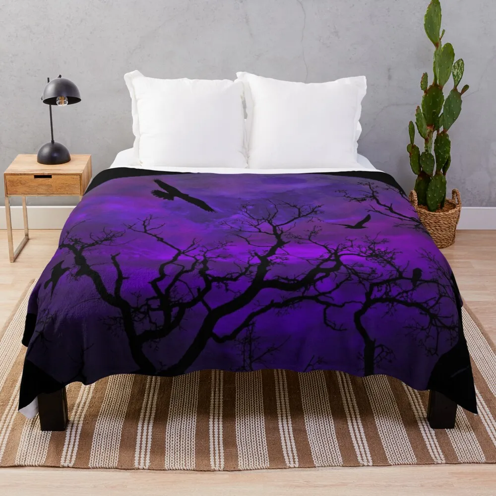 

Purple Gothic Moon Throw Blanket Furry Blankets