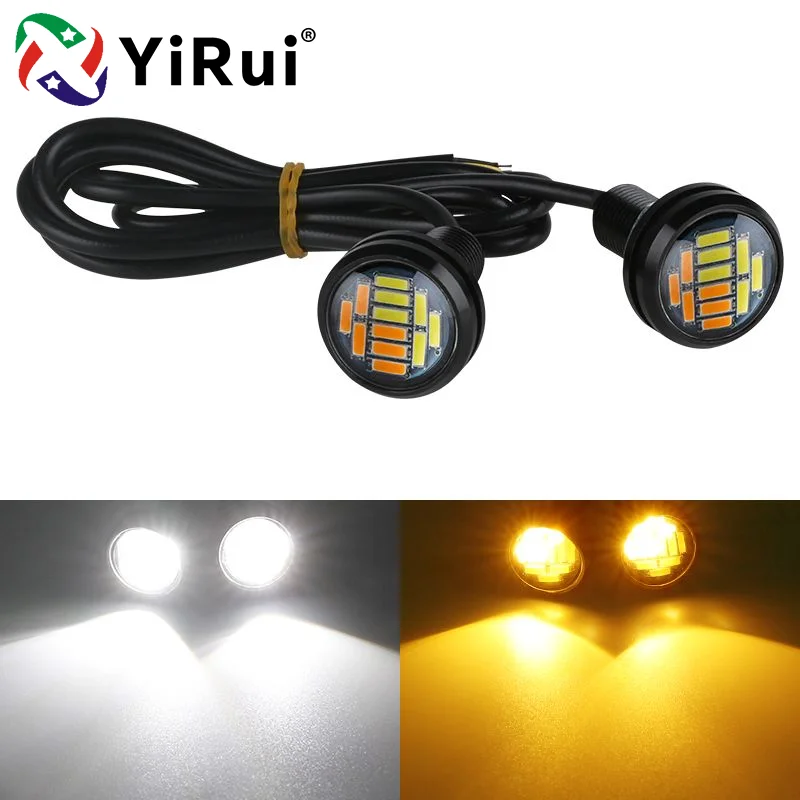 

YiRui, 2 Шт., Двухцветные Автомобильные Дневные Ходовые Огни, Указатель Поворота, Режим Ожидания, Черный, Белый, Желтый, 23 Мм