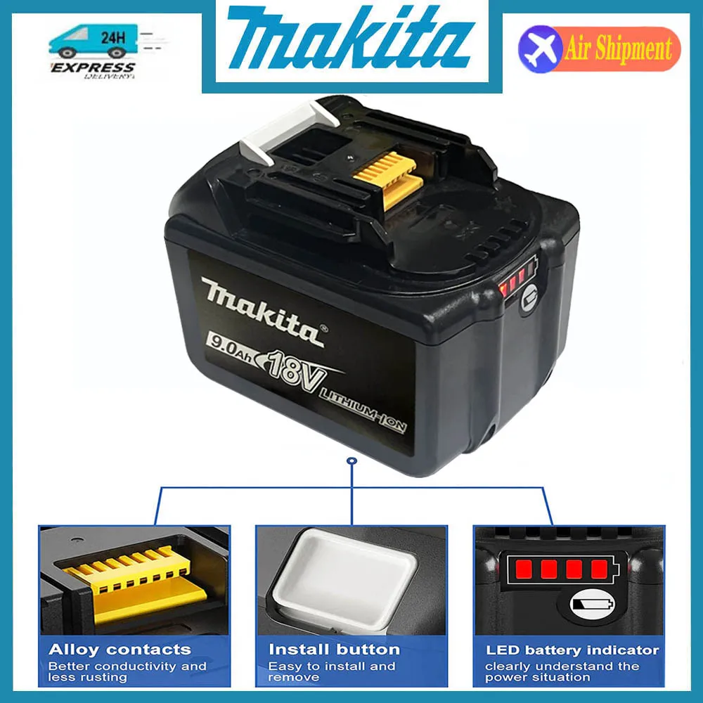 

BL1850 100% Original Makita 18V 9.0Ah Battery BL1830 BL1860 BL1850B Tool Batteries Compatible Makita 18 Volt Wireless Grinde