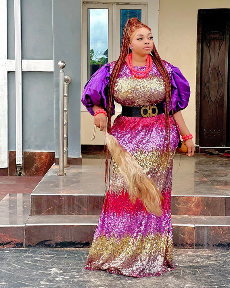 

Элегантные блестящие вечерние платья для свадебной вечеринки, Африканское женское облегающее платье на день рождения, Модное Длинное Плат...