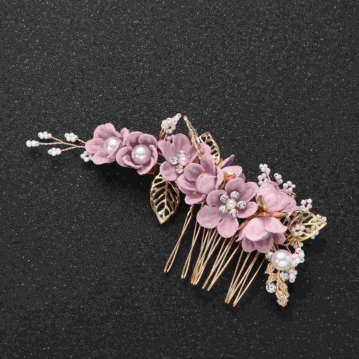 

Hair Bridal Comb Wedding Clips Piece Flowers Rhinestones Vintage Pearl Bridesmaids Side Accessories Crystal Supplies Headdress