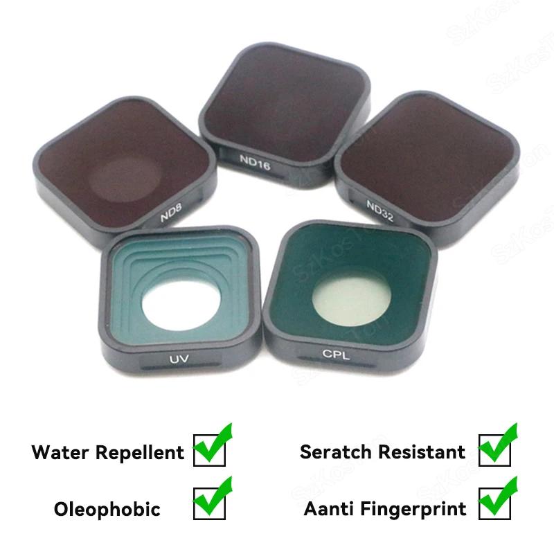 Комплект фильтров CPL UV ND8 ND16 ND32 ND для GoPro Hero 12 11 10 9 Черный фильтр объектива Go Pro