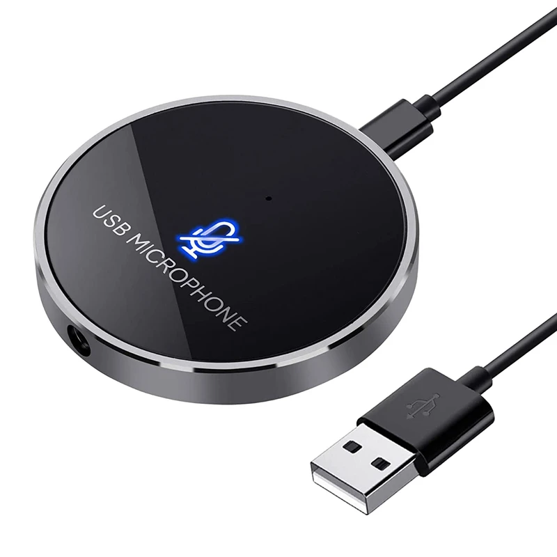 

Conference Microphone, Portable USB Computer Mic Support 3.5Mm Earphone 360 Degree Omnidirectional Stereo PC Microphone