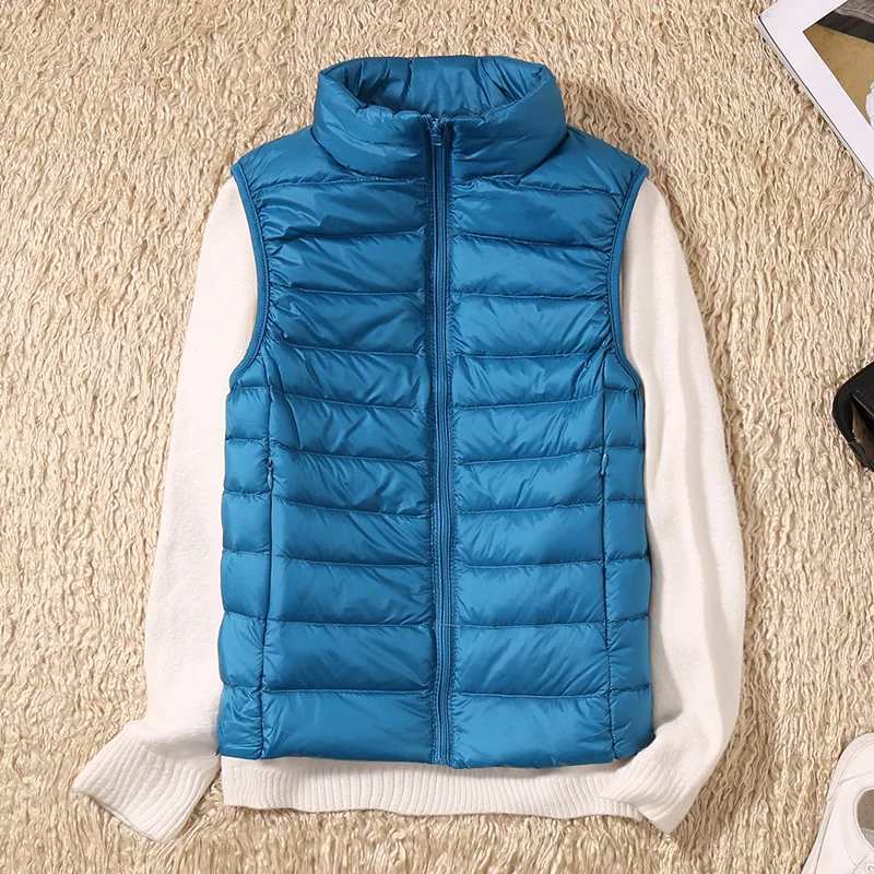 2022 Women Sleeveless Women's Ultra Light Down Vests Slim Jacket Girl Gilet Plus Lightweight Windproof Warm Waistcoat Portable