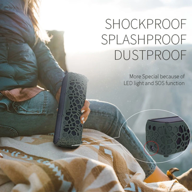 

LED lighting solar charging speaker wireless subwoofer portable card mountaineering camping outdoor riding waterproof speaker
