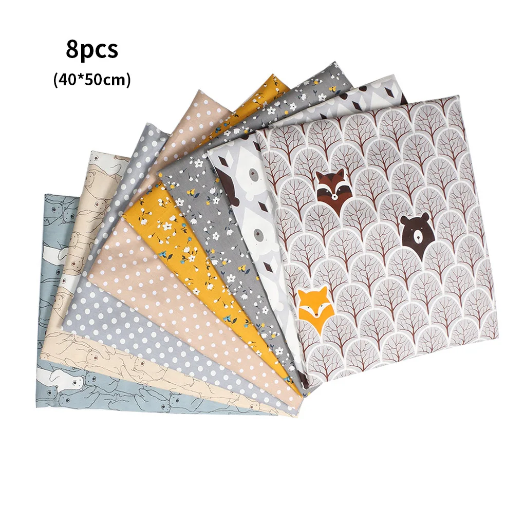 

8pcs Cartoon Print Cotton Fabric Patchwork Sewing Cloth DIY Handicraft Quilting Fabric