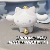 kawaii sanrio cinnamoroll hello kitty kuromi plush keychain cat bell pendant flockin meow bag charm girl heart keychain gift