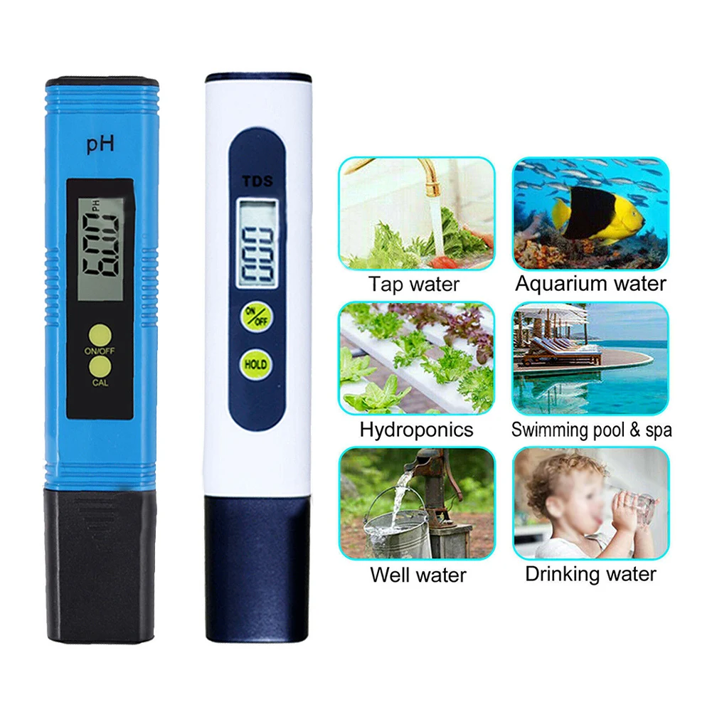 PH  Meter Digital Tester Pen 0-9990ppm Digital PH Meter PH High Precision Pen Water Tester TDS&PH Meter 0-14 PH LCD PPM Tester