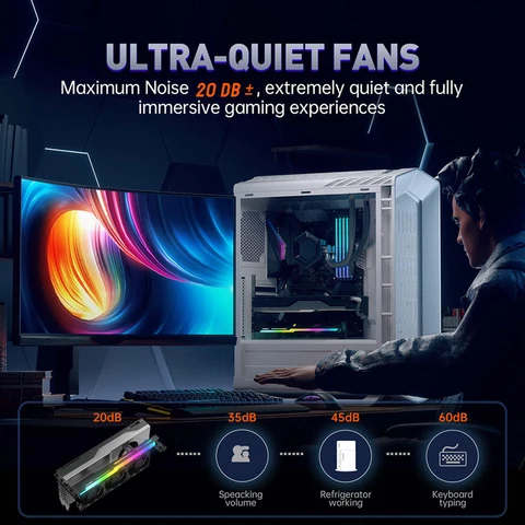 VODOOL Кулер для видеокарты 2 в 1 ARGB RGB 3x80 мм