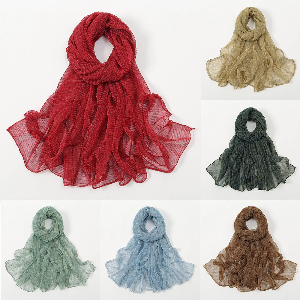 

Muslim Hijabs Thin Scarves Islamic Turban Bright Gold Silk Scarf Sunscreen Long Shawls Solid Color Glitter Soft DIY Headscarf