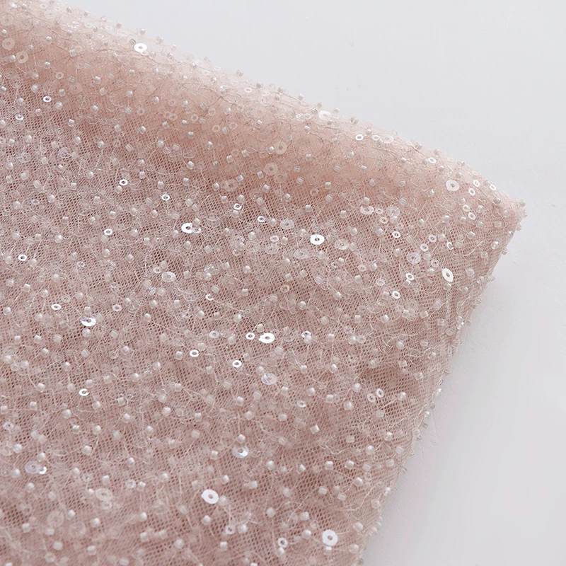 

Высококачественный сетчатый материал с вышивкой из бусин, женская одежда, платье чонсам, индивидуальная ткань для одежды