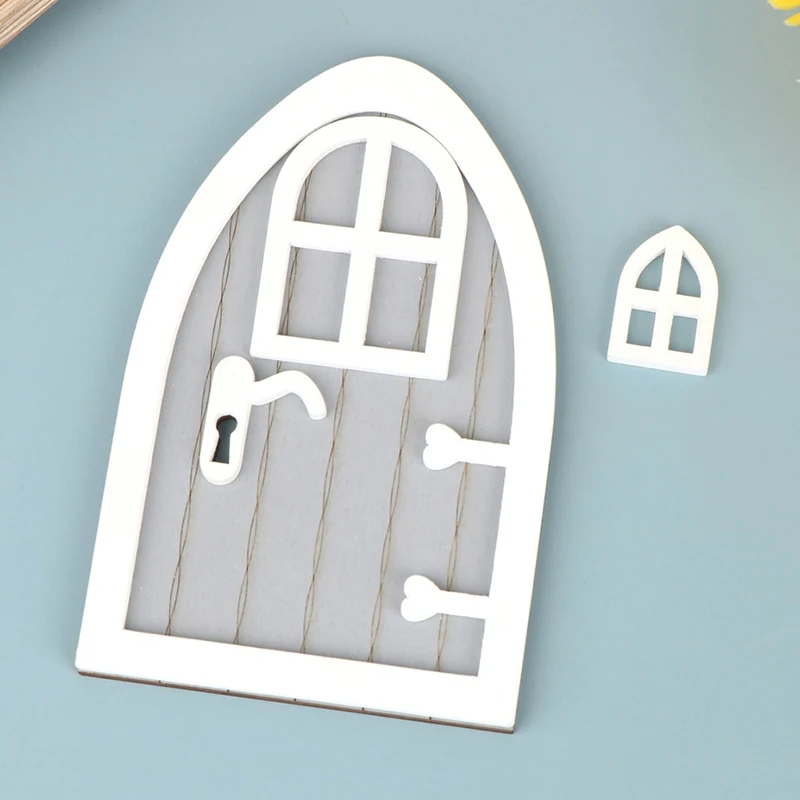 

1 комплект деревянная дверь Сказочный эльф дверь забавная DIY 1:12 Миниатюрная модель для кукольного домика дверная ручка для окна домашний садовый Декор Игрушка