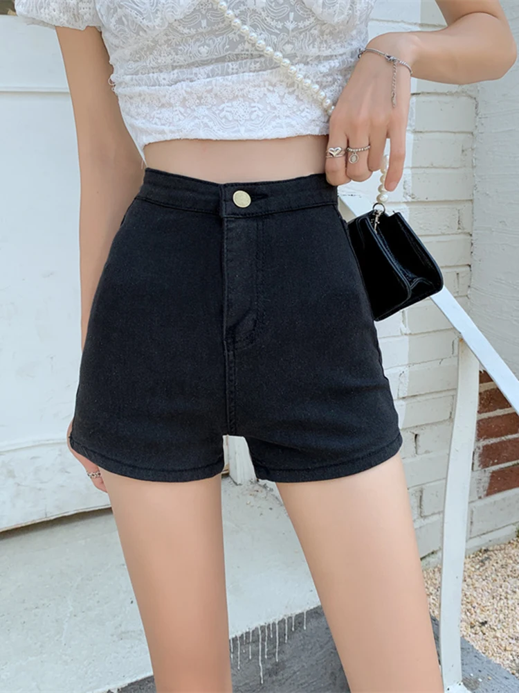 

Sexy Black Denim Shorts Summer Y2k Aesthetic Vintage Booty Pencil Push Hip High Waist Stretchy Jeans Shorts Women 2022