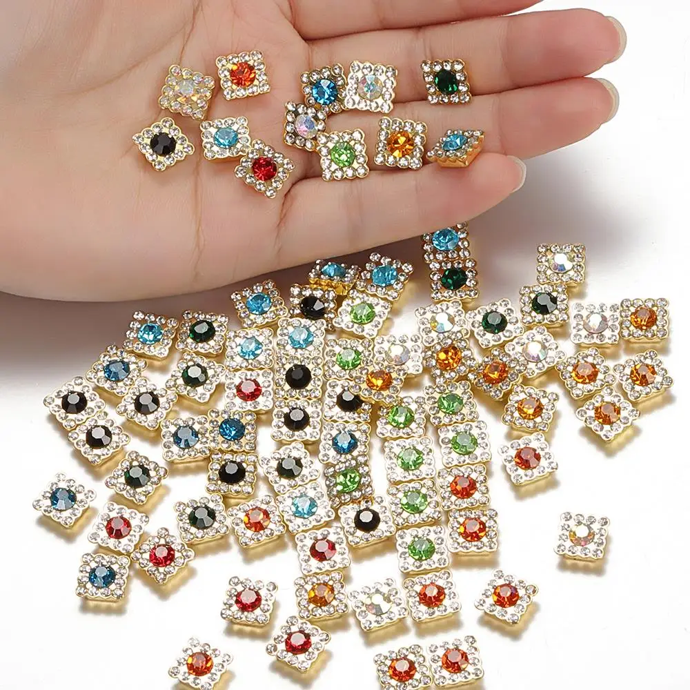 100pcs 10mm Square Crystal Rhinestone Beads for Jewelry Making DIY Bow Tie Bow-Knot DIY Cabochon Hair Accessories Wholesale