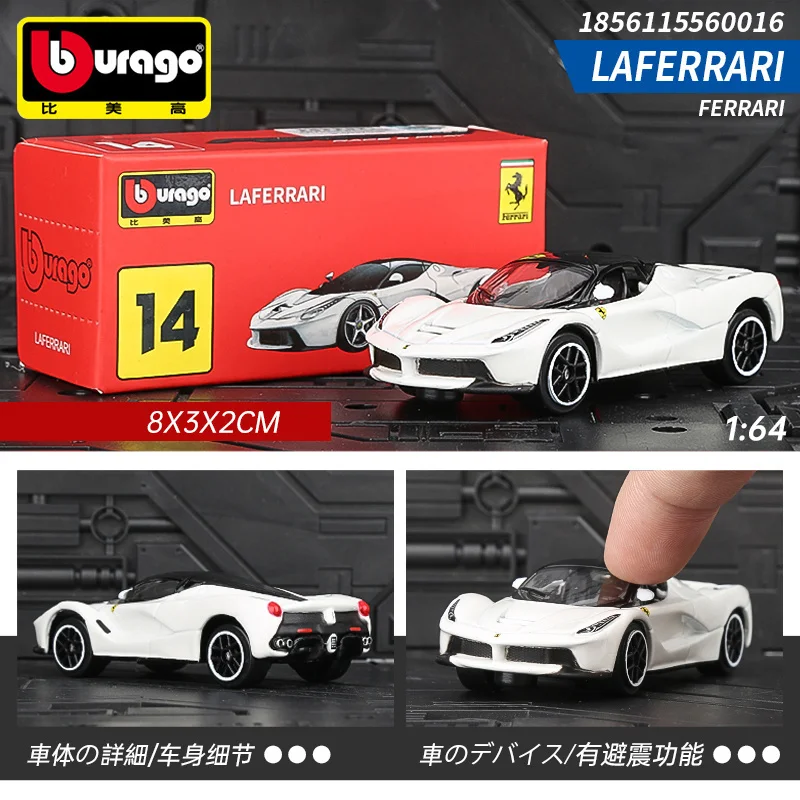 

Модель автомобиля Bburago 1:64 Ferrari Laferrari из сплава, миниатюрные Литые и детские игрушки, автомобили, игрушечные карманные автомобили, украшение, подарки для детей