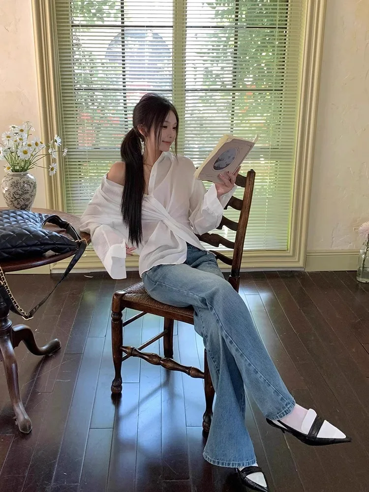 Huax Day Hair Уникальная шикарная маленькая рубашка с узлом Design Sense Свободные рубашки