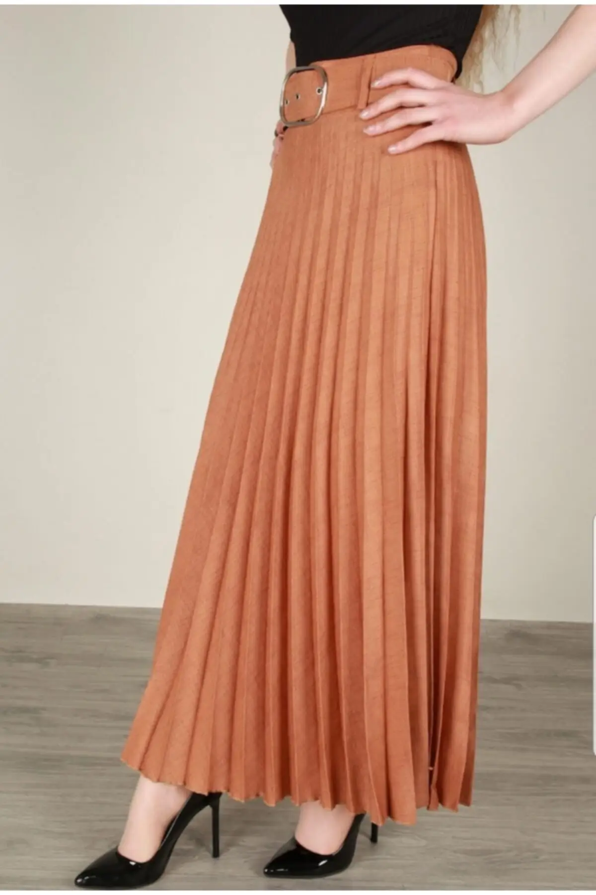 

Women Mustard Color Pleating Skirt Women Muslim Clothing Skirt 2021 Fashion