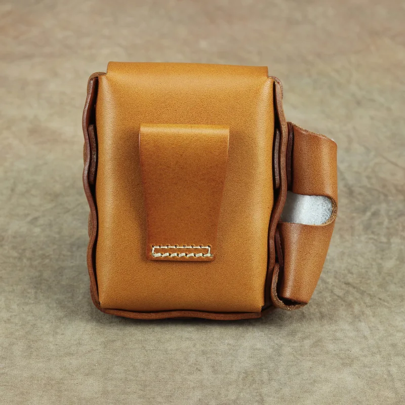 Vintage Men's Cigarette Case Leather Lighter Case Waist Bag Phone Retro Pocket Pouch Belt Bag for Man