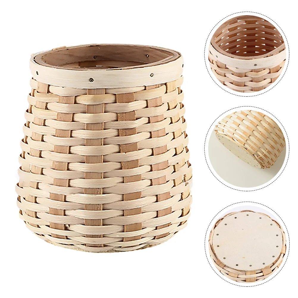 

Holder Rattan Organizer Cup Pen Wicker Brush Desk Caddy Woven Desktop Office Makeup Flatware Utensil Cutlery Flowerpot