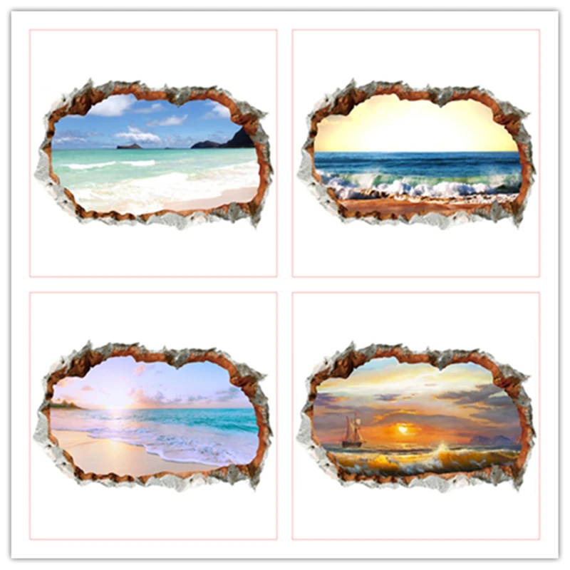 Фотообои с изображением океана 3d разбитое искусство украшение для дома пейзаж