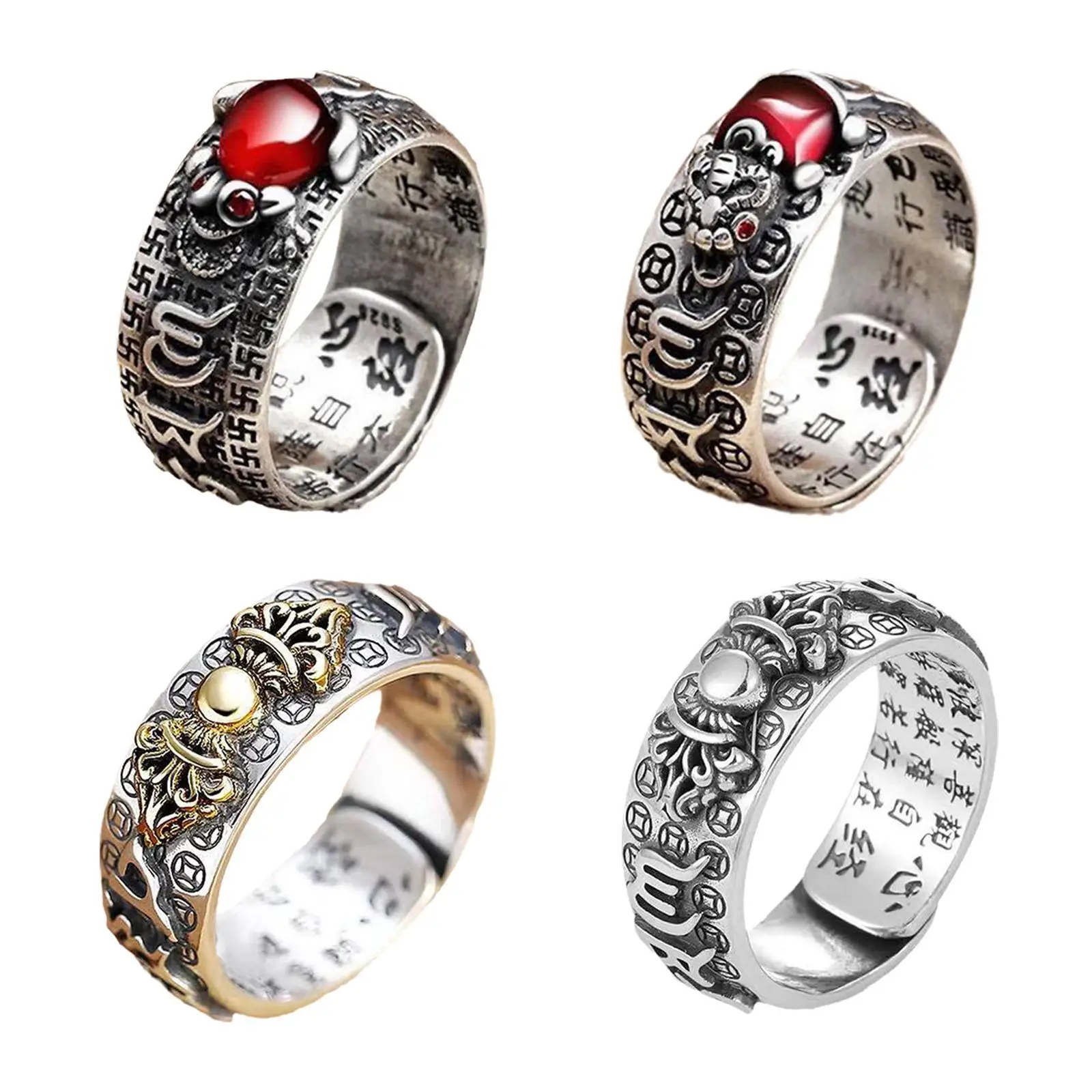 Кольцо фэн-шуй для мужчин и женщин винтажный аксессуар с защитой удачи богатства