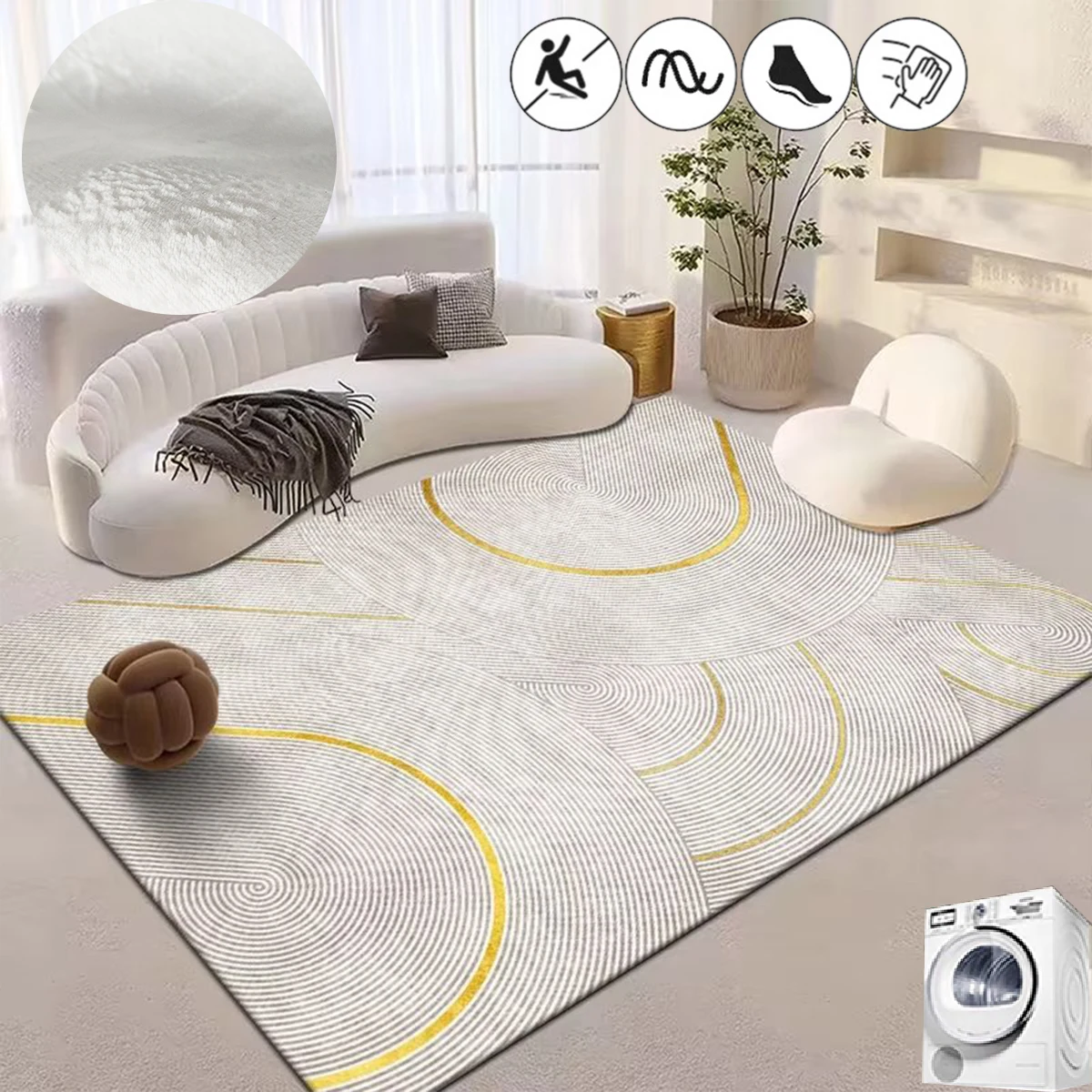 

Simple Striped Cloakroom Carpet Soft Non-slip Lounge Rug Japanese Wabi-sabi Style Carpets for Living Room Washable Bedroom Mat