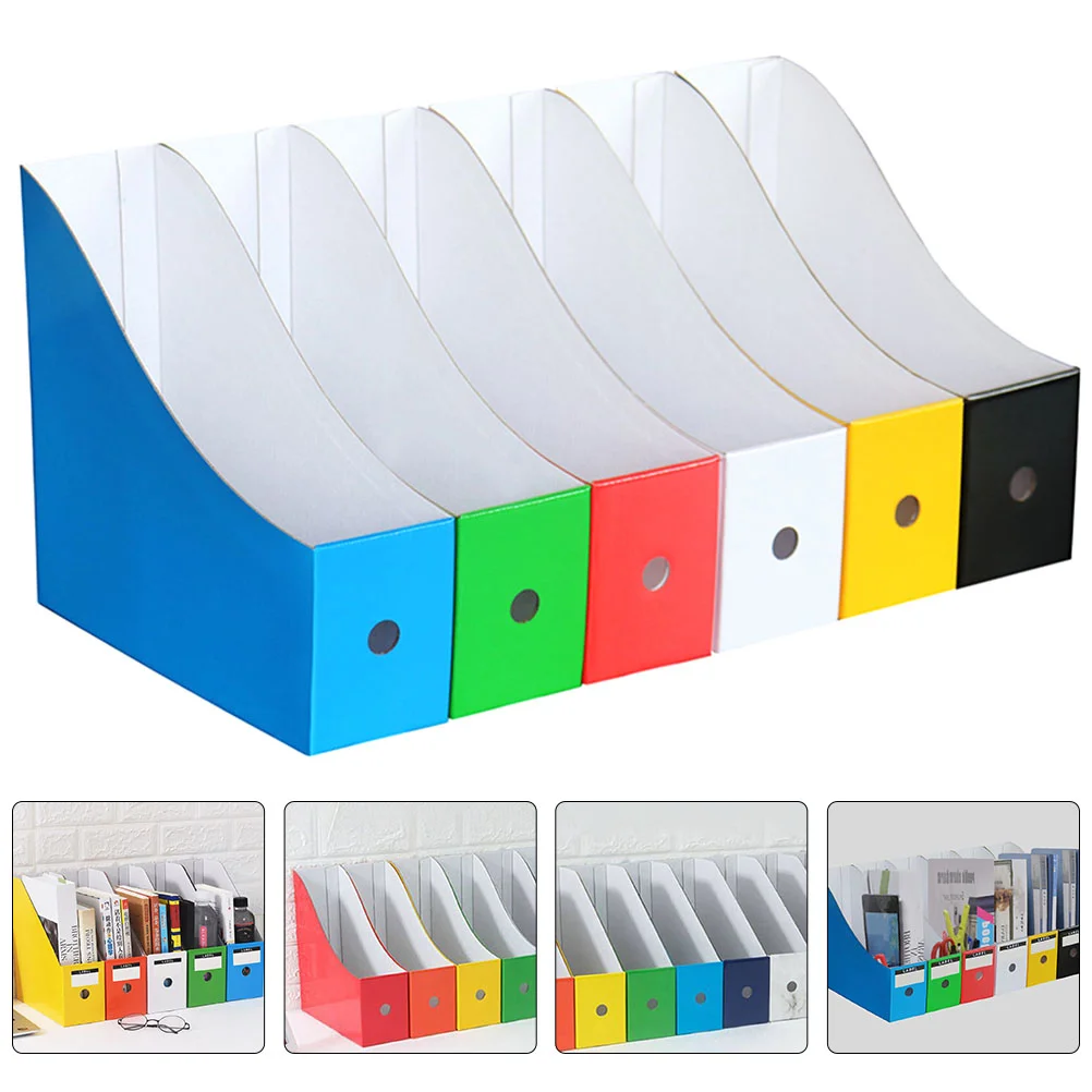 

6 Pcs Color Document Holder Magazine Plastic Desktop Organizer Organizers Storage File Bookshelf Rack