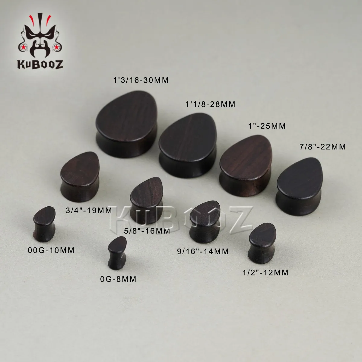 Фото KUBOOZ ореховое дерево каплевидная форма ушные туннели заглушки манометры пирсинг ушей расширители украшения для тела серьги носилки 1 пара №2