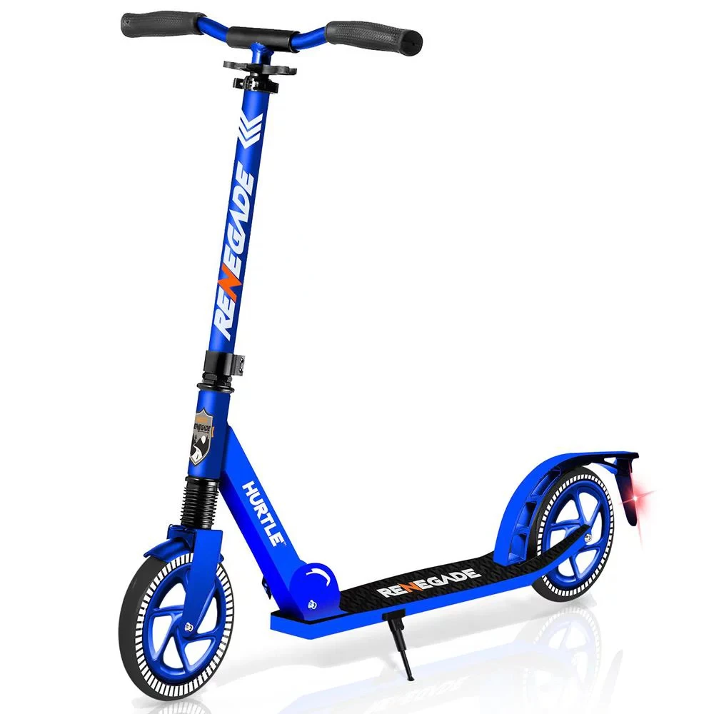 

and Foldable Kick Scooter - Adjustable Scooter for Teens and Adult, Alloy Deck with High Wheels (Blue)