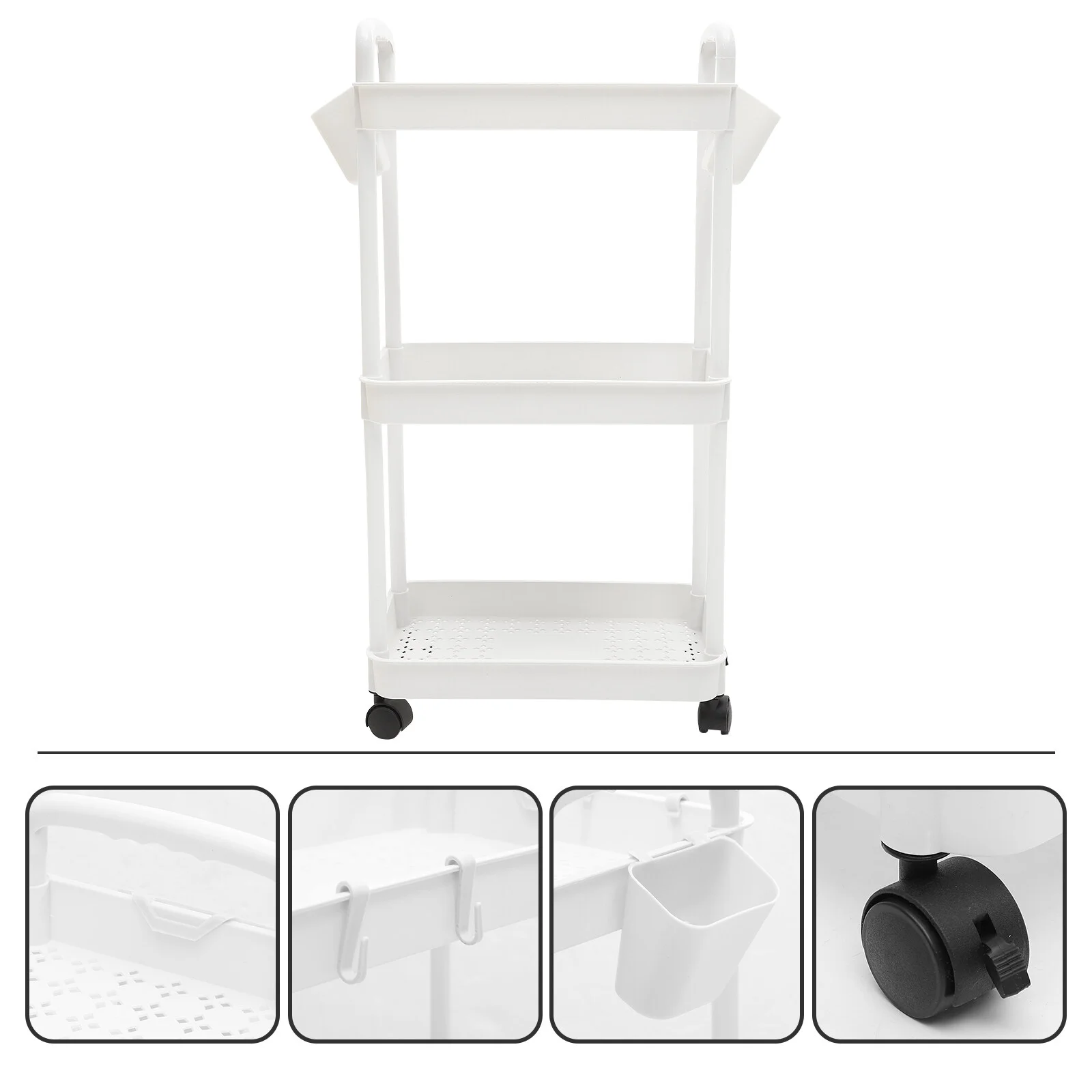 

Makeup Car Trolley Storage Cart Plastic Utility Appliance Hand Dolly Pantry Shelves Organizer Wheels Roller Rolling