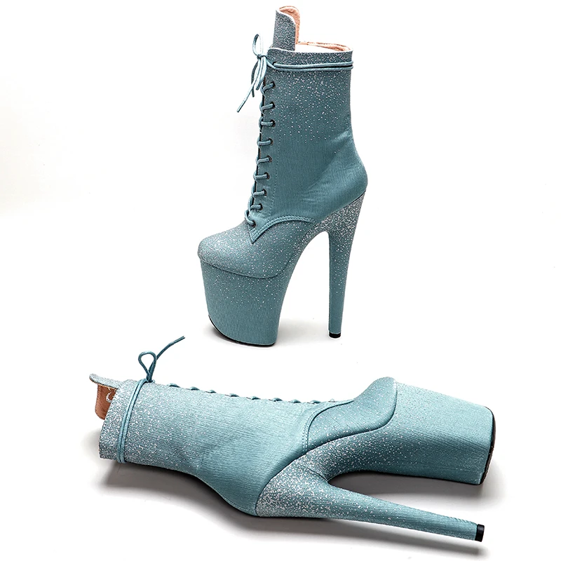 Leecabe 8Inch/20CM glitter PU upper high HeelShoe Fetish Heels  Sexy Exotic Pole Dance Booties