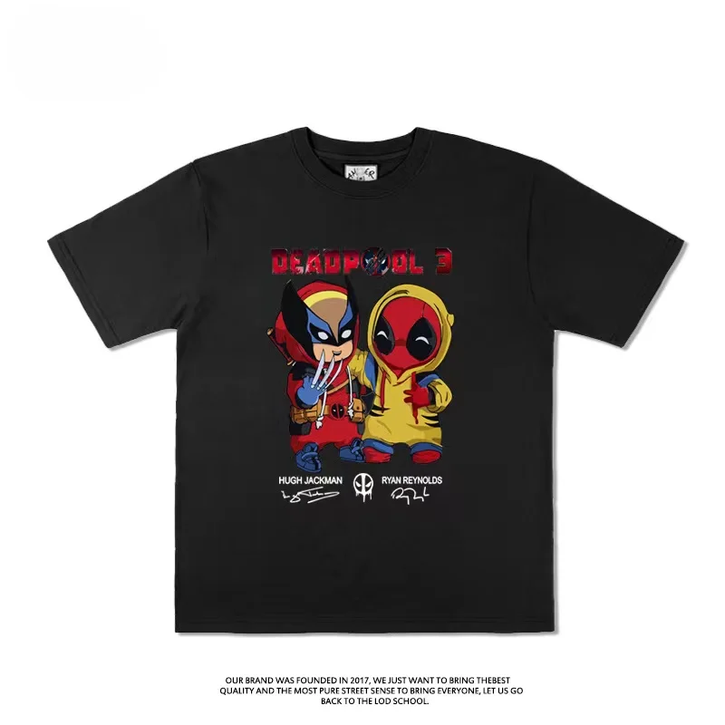 Футболка Y2K с рисунком аниме дэдпул и Росомаха для мужчин женщин