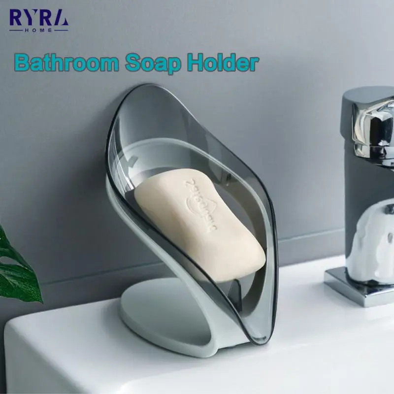 

Bathroom Soap Holder Soap Dish Leaf Shape Kitchen Sponge Soap Box Storage Non-slip Drain Soap Case Container Bathroom Accessory